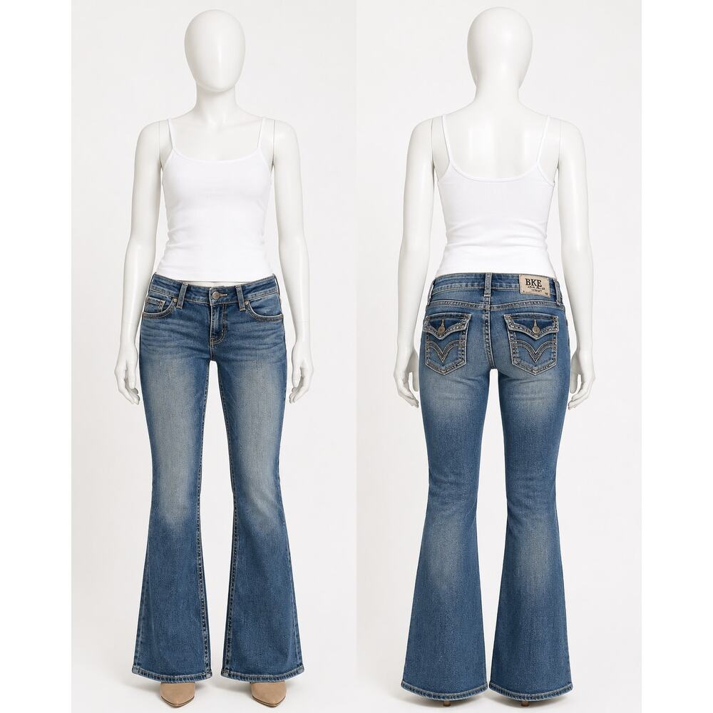 BKE Gabby Bootcut Jeans Womens 29x31.5 Medium Wash Stretch Curvy Y2K festival